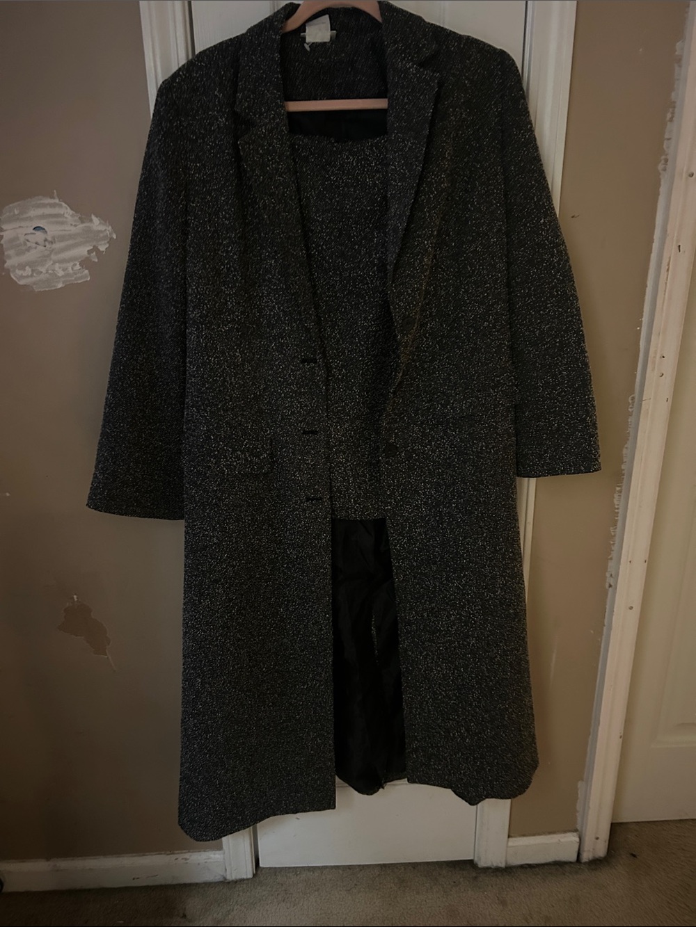 Women's Long Tweed Coat skirt set